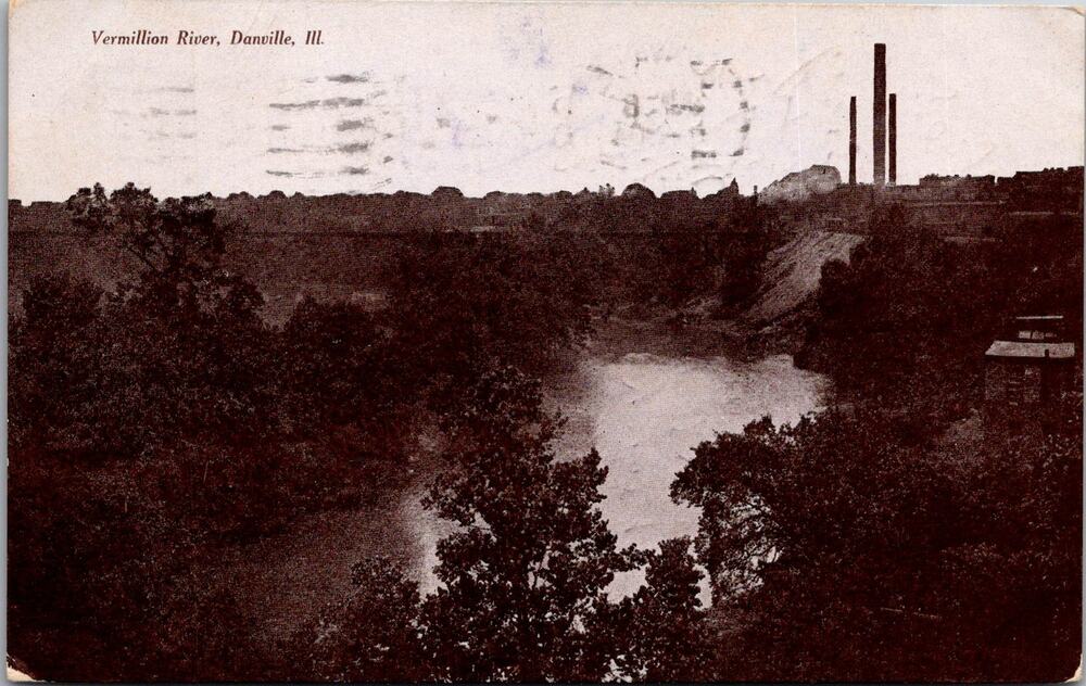 Vermillion River in Danville IL 1908 Vintage Postcard SP6-18